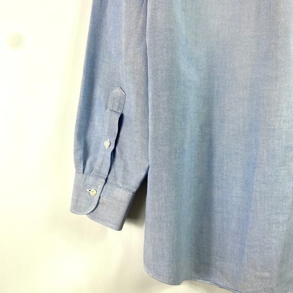 CLUB ROOM Vintage Blue Solid Button Down Shirt - Picture 3 of 8